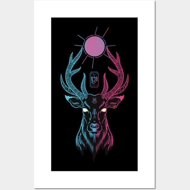 Cyber Deer Wall Art by Artthree Studio